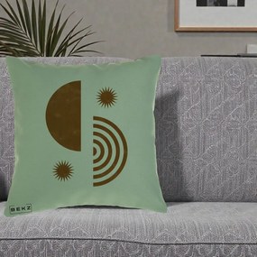 Perna Decorativa Boho Sun si Spirala, 40x40 cm, Verde, Husa Detasabila, Perna Inclusa, BEKZ®