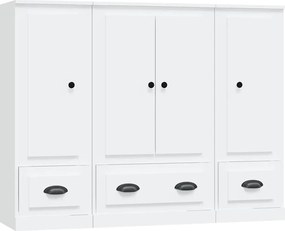 vidaXL Dulapuri înalte, 3 piese, alb, lemn prelucrat