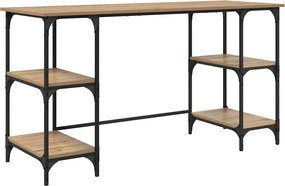 vidaXL Birou cu raft Stejar Artizanal 140 x 50 x 75 cm Lemn compozit