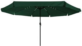 vidaXL Umbrela de Grădină cu LED-uri, 395 cm x 245 cm, Verde