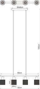 Globo 54456-4H - Lustră suspendată pe cablu VILLEGAS 4xE14/25W/230V