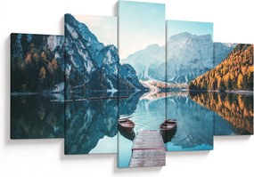 Tablou - Bărci pe Lacul Braies (150x105 cm)