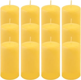 Set de lumânări pilon, 11,5 cm, Ø 6 cm, galben, 12 buc.