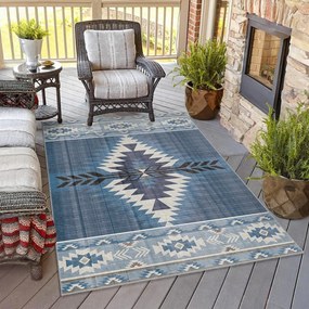 Covor tip traversă albastru lavabil 80x200 cm Ethnic Geo – Mila Home