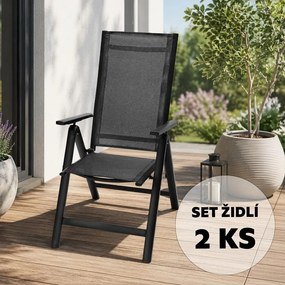 Set 2 scaune din aluminiu, reglabil, Avenberg ISLA - negru