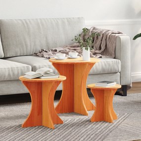 vidaXL Masă de cafea 3 pcs Maro ceruit 46 x 46 x 47 cm