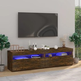 Comoda TV cu lumini LED, 2 buc., stejar afumat, 75x35x40 cm 2, Stejar afumat, 75 x 35 x 40 cm