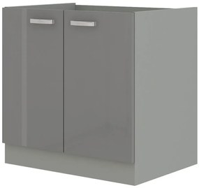 Dulap inferior de bucătărie sub chiuvetă Gonir 80 ZL 2F BB (gri + gri). 1032703
