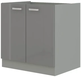 Dulap inferior de bucătărie sub chiuvetă Gonir 80 ZL 2F BB (gri + gri). 1032703