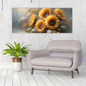 Tablou - Pictură cu floarea-soarelui (120x50 cm)