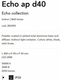 Aplica de perete cu lumina LED ambientala ECHO AP D40 OTTONE