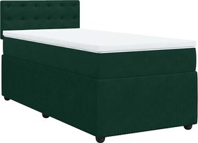 vidaXL Pat box spring cu saltea, verde închis, 90x190 cm, catifea