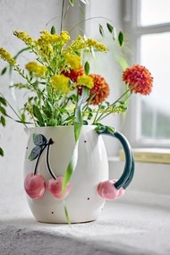 Carafă din ceramică cu cireșe sculptate, D15,5×H16 cm, roz, „Berrie"