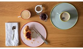 Set ceașcă cu farfurie din gresie Remember Greta, 250 ml, roz