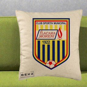 Perna Personalizata CSM Flacara Moreni 1922 Fotbal, 40x40 cm, Bej, Husa Detasabila, Perna Inclusa, BEKZ®