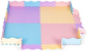 Covor puzzle din spumă cu gard 141,5x141,5 cm 24 piese