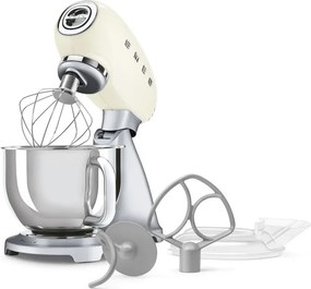 Mixer planetar Smeg SMF04CREU, 800 W, 4,8 l, 10 viteze, funcție de pornire treptată, picioare antiderapante, crem/inox