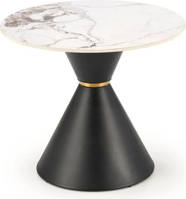 Masuta cafea blat marmura GORETTI S, alb cu efect de marmura/negru/aur