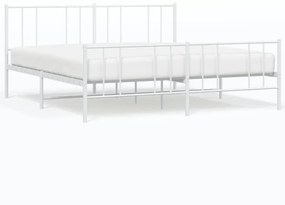 352551 vidaXL Cadru de pat metalic cu tăblie de cap/picioare, alb, 180x200 cm