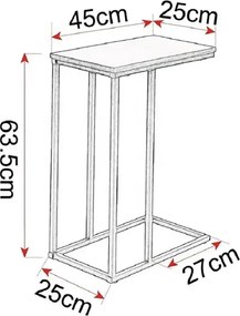 Masuta de cafea in stil industrial,metal-lemn,Homs, seria A-620,45 x 25 x 63.5 cm, negru/nuc,30314