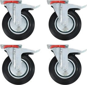 vidaXL Roți pivotante cu frâne duble, 4 buc., 200 mm