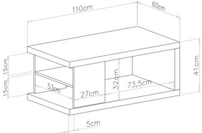 Mazzoni Măsuță LANA S-110 Bej (Șampanie) / Negru - MĂSUȚĂ DE CAFEA CU RAFT