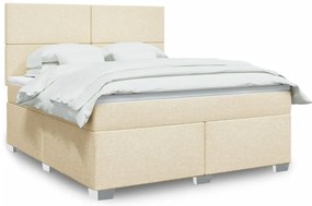 vidaXL Pat continental cu saltea, crem, 180x200 cm, textil