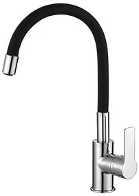 Baterie de chiuvetă cu pipă flexibilă Aqualine LORE negru/crom lucios
