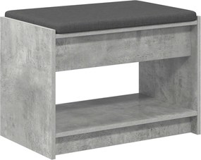 vidaXL Bancă pentru hol cu pernă cu raft Gri Beton 63 x 38 x 45 cm