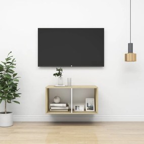 Dulap TV montat pe perete, stejar Sonoma si alb 37x37x72 cm PAL 1, sonoma oak and white, 37 x 37 x 72 cm