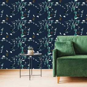 Tapet fluturi frumoși în design albastru