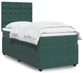 vidaXL Pat continental cu saltea, verde închis, 80x200 cm, catifea