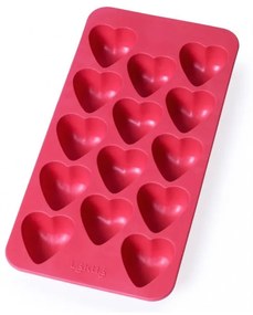 Formă din silicon pentru gheață Lékué Heart, 24 cuburi, roșu