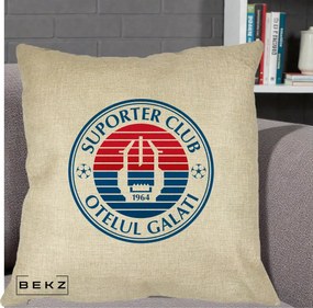 Perna Personalizata Otelul Galati Suporter Club 1964, 40x40 cm, Crem, Husa Detasabila, Perna Inclusa, BEKZ®