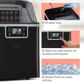 Klarstein Chios, aparat de făcut cuburi de gheață, 20 kg/24 h, Auto-Clean, rezervor de apă de 3,2 litri