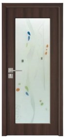 Usa Interior din MDF Novo Doors ND110, Cadru din Lemn Masiv, Geam Sablat, KIT COMPLET, Toc , Manere si balamale incluse (Culoare: Crem, Toc: Reglabil