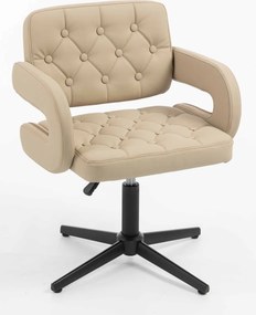 HR8403CROSS Scaun Crem Piele Ecologica Premium Soft cu Bază Neagră