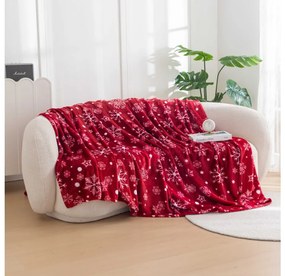 2x Patura rosie microplus de Craciun SNOWFALL 150x200 cm