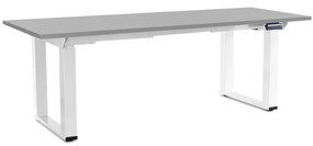 Masă înălțime reglabilă OfficeTech Strong 200 x 80 cm, picioare albe, gri deschis