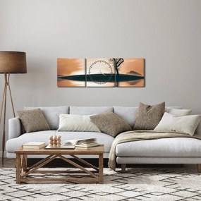 Tablou - Copaci pe insulă (cu ceas) (90x30 cm)