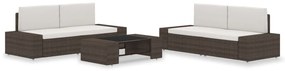 vidaXL Set mobilier de grădină, 5 piese, maro, poliratan