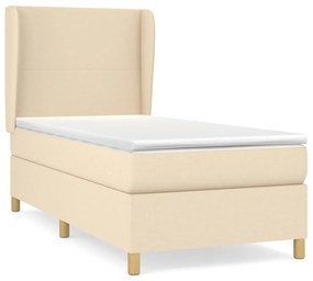 3128322 vidaXL Pat box spring cu saltea, crem, 80x200 cm, textil