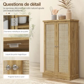 HOMCOM Bufet de bucătărie mobilier de bucătărie de depozitare cu 12 rafturi la uși rafturi reglabile 60 x 30 x 104 cm efect lemn natural | Aosom Romania