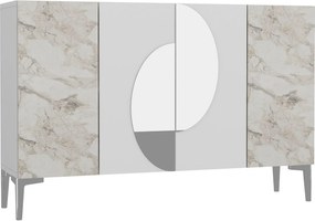 Consola, Hanah Home, Afra KM120, 120x75x29.6 cm, Alb / Marmură Efes / Argint