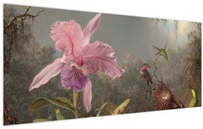 Tablou - Martin Johnson Heade, Cattleya Orchid and Three Hummingbirds, reproducere (120x50 cm)
