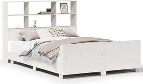 vidaXL Cadru de pat fără saltea, alb, 120x200 cm, lemn masiv pin