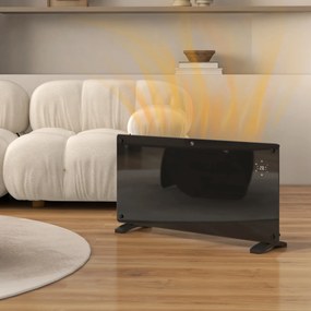 HOMCOM Radiator Electric cu Temperatură Reglabilă, Protecție la Supraîncălzire și Telecomandă, 87x21,5x44,5 cm, Negru | Aosom Romania