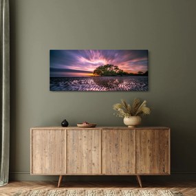 Tablou cu plajă în apus de soare (120x50 cm)