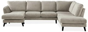 Colțar Scandinavian Choice P121Beige, Negru, 327x200x80cm, 130 kg, Picioare: Lemn