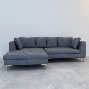 COLTAR CATIFEA LUX CONCEPT, 240X160X69 CM, CULOARE GRI INCHIS, MONTAJ DREAPTA, SEZUT SPUMA, CADRU LEMN, PICIOARE INOX, PERNE INCLUSE